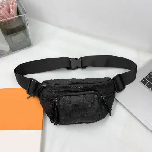 Trendy Pink Checkered Adjustable Strap Nylon Crossbody Bag