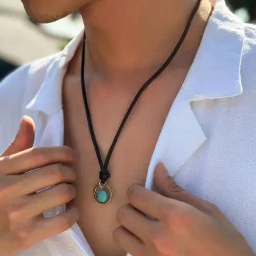 Ring Hollow Turquoise Necklace