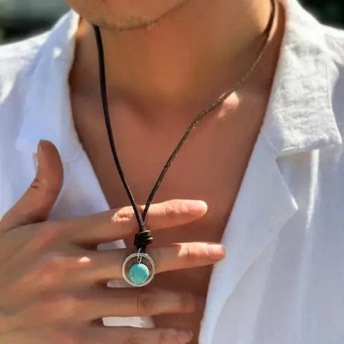 Ring Hollow Turquoise Necklace