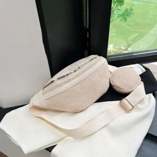 Trendy Small Corduroy Sling Bag with Coin Purse