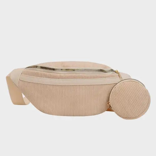 Trendy Small Corduroy Sling Bag with Coin Purse