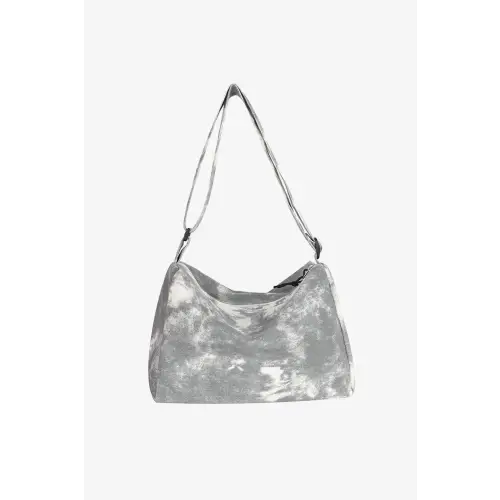 Trendy Tie-Dye Canvas Crossbody Bag Light Gray One Size
