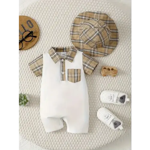 Trendy Two Piece Baby Outfit with Pockets for Little Ones White