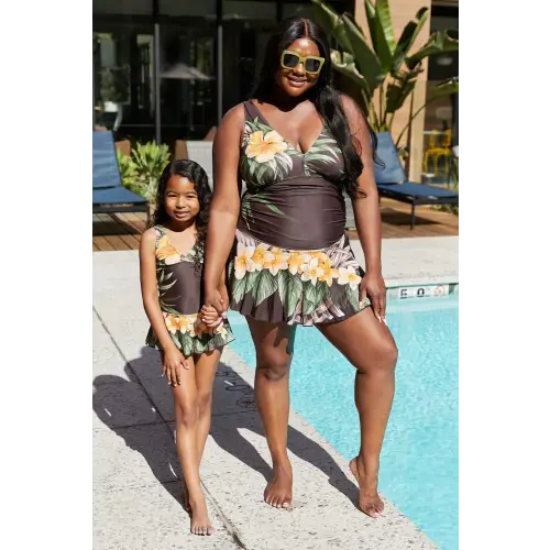 Tropical Elegance Swim Dress Aloha Brown