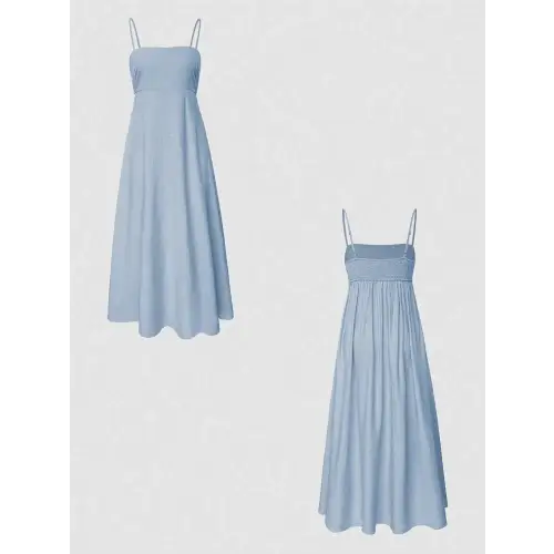Luxe Threads Smocked Viscose Linen Blend Dress