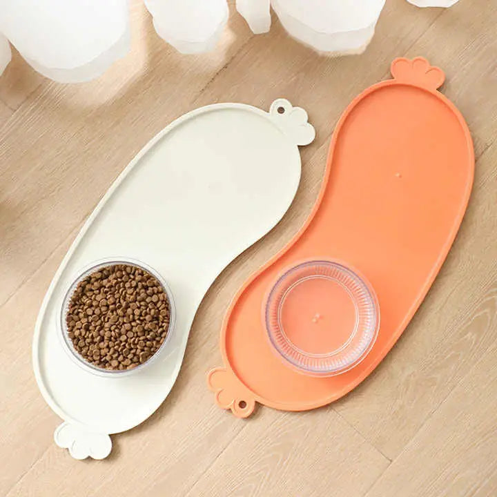 Non-Slip Pet Feeding Mat - Waterproof Dog & Cat Food Bowl Placemat with Raised Edges