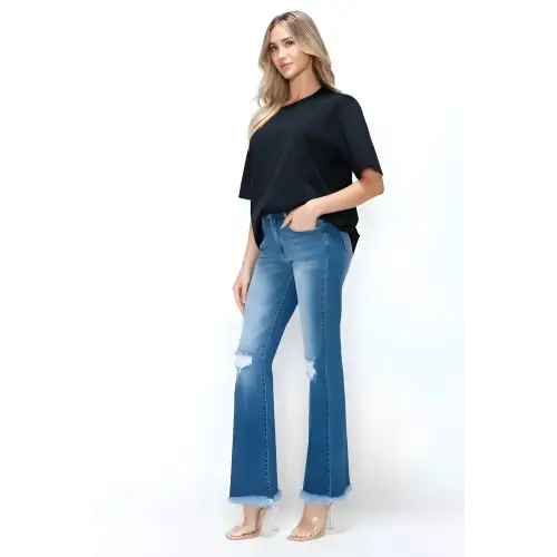 Raw Hem High Rise Bootcut Jeans