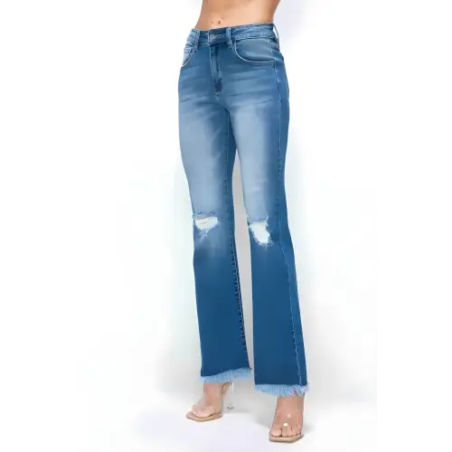 Raw Hem High Rise Bootcut Jeans