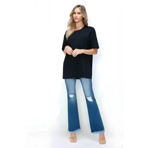 Raw Hem High Rise Bootcut Jeans