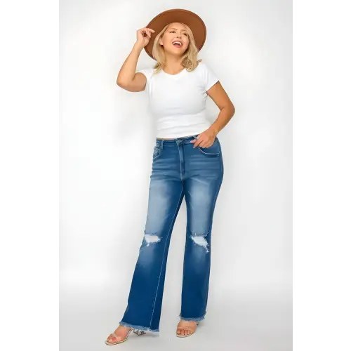 Raw Hem High Rise Bootcut Jeans