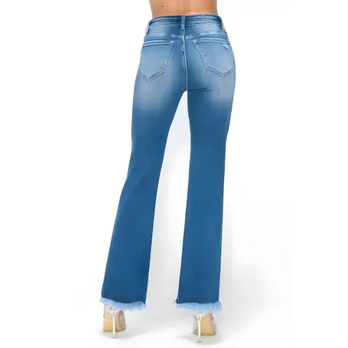 Raw Hem High Rise Bootcut Jeans