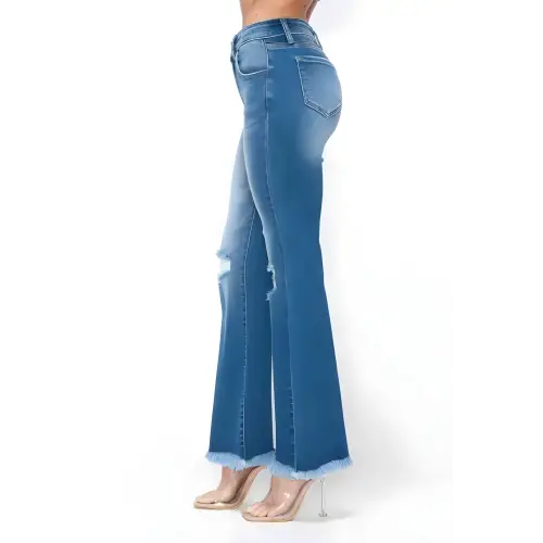 Raw Hem High Rise Bootcut Jeans