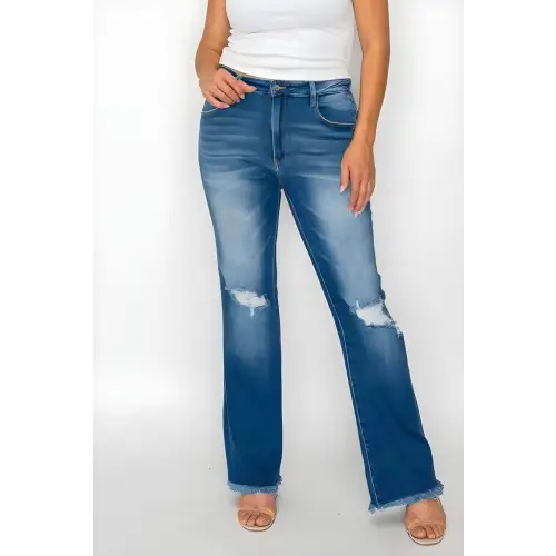 Raw Hem High Rise Bootcut Jeans