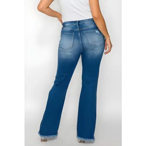Raw Hem High Rise Bootcut Jeans