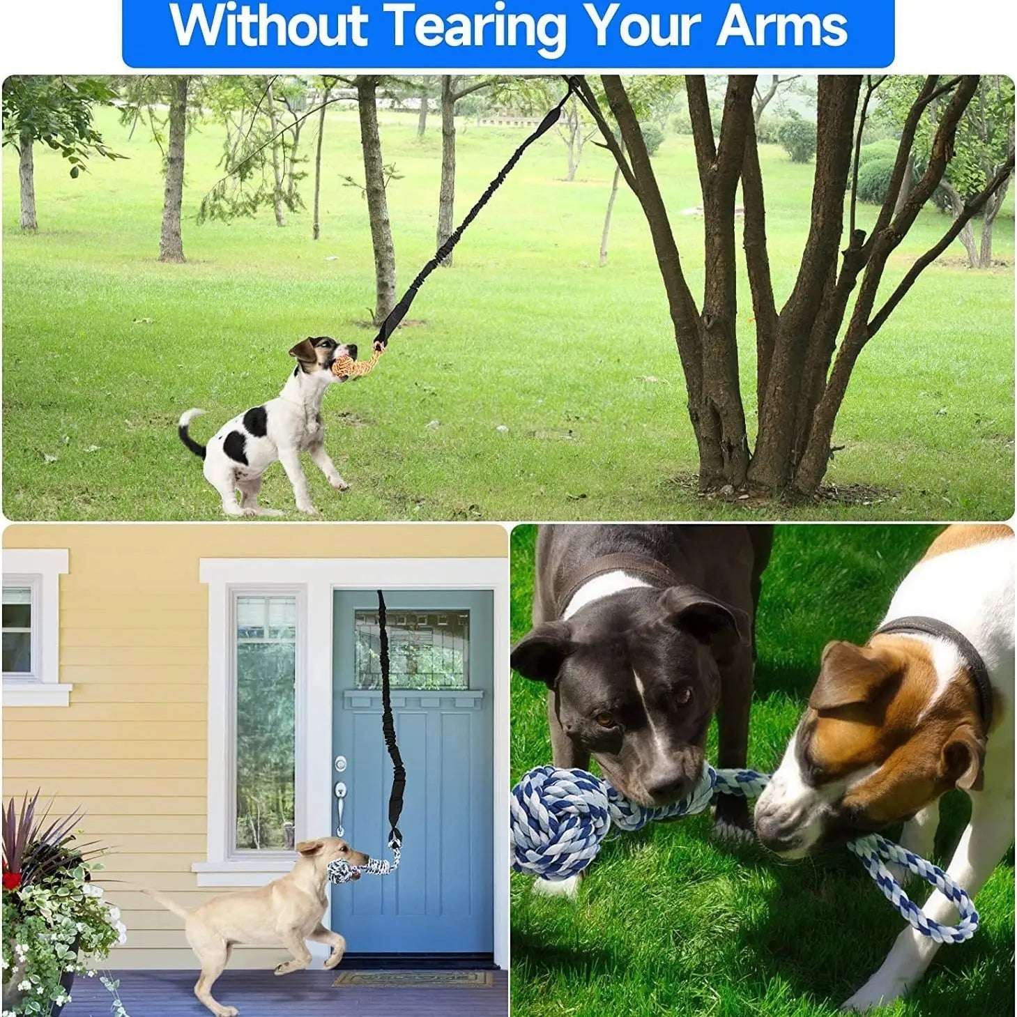 Cotton Balls Interactive Bungee Dog Tug Toy - Hanging Rope Ball for Solo Play & Exercise