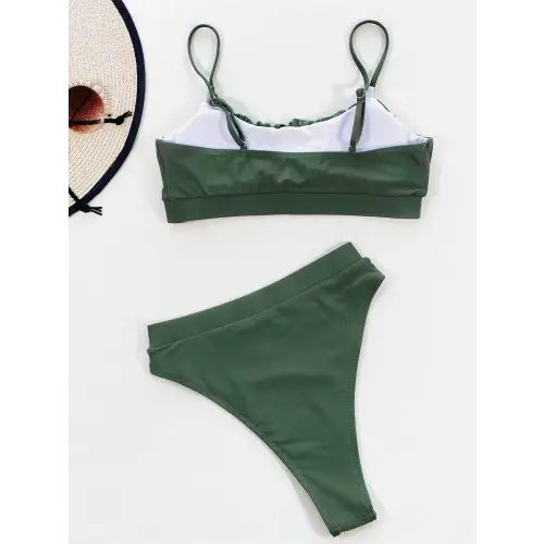 Vibrant Adjustable Strap Ruched Two Piece Swim Set