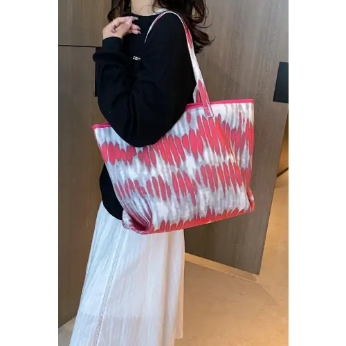 Vibrant Blue Tie-Dye Printed PU Leather Tote Bag