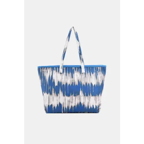 Vibrant Blue Tie-Dye Printed PU Leather Tote Bag Blue One Size