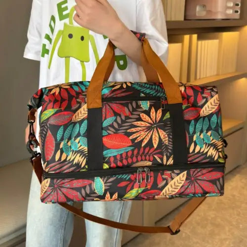 Vibrant Canvas Printed Travel Bag Blooms with Original Style Red One Size