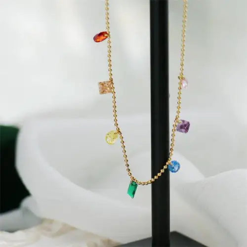 Geometric Colored Zircon Necklace