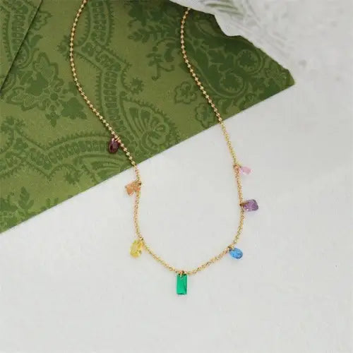 Geometric Colored Zircon Necklace