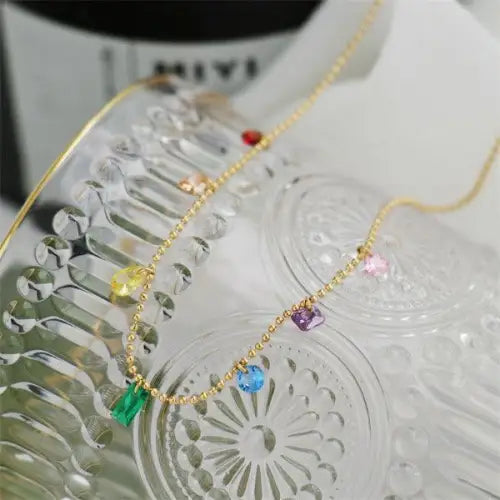 Geometric Colored Zircon Necklace
