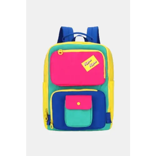 Contrast Nylon Backpack Yellow One Size