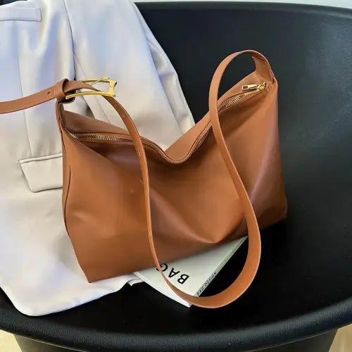 Vibrant Leather Handbag Caramel One Size