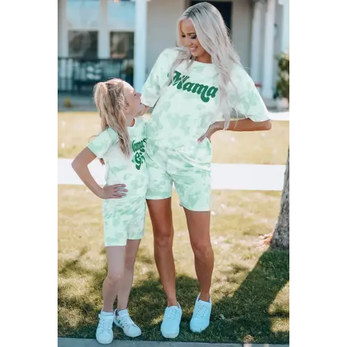 Vibrant Mama Tie-Dye Printed Letter Graphic Lounge Set for Women
