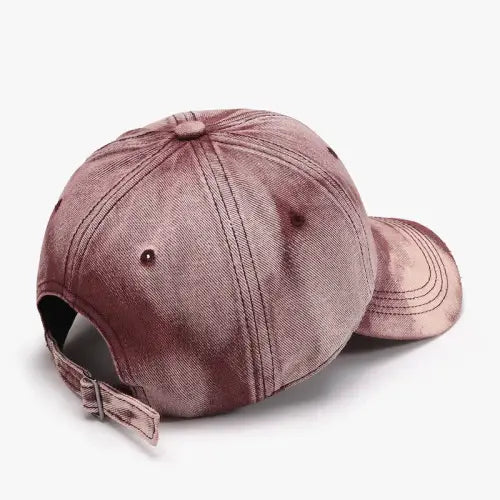 Maroon Tie-Dye Cotton Baseball Cap