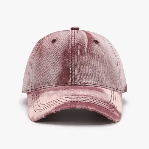 Maroon Tie-Dye Cotton Baseball Cap