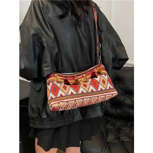 Vibrant Tassel Adjustable Strap Shoulder Bag for Stylish Adventures
