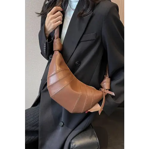 Vibrant Vegan Leather Croissant Crossbody Bag