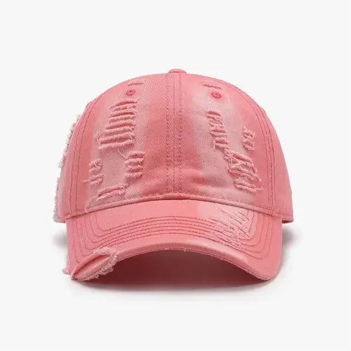 Distressed Baseball Cap Burnt Coral One Size
