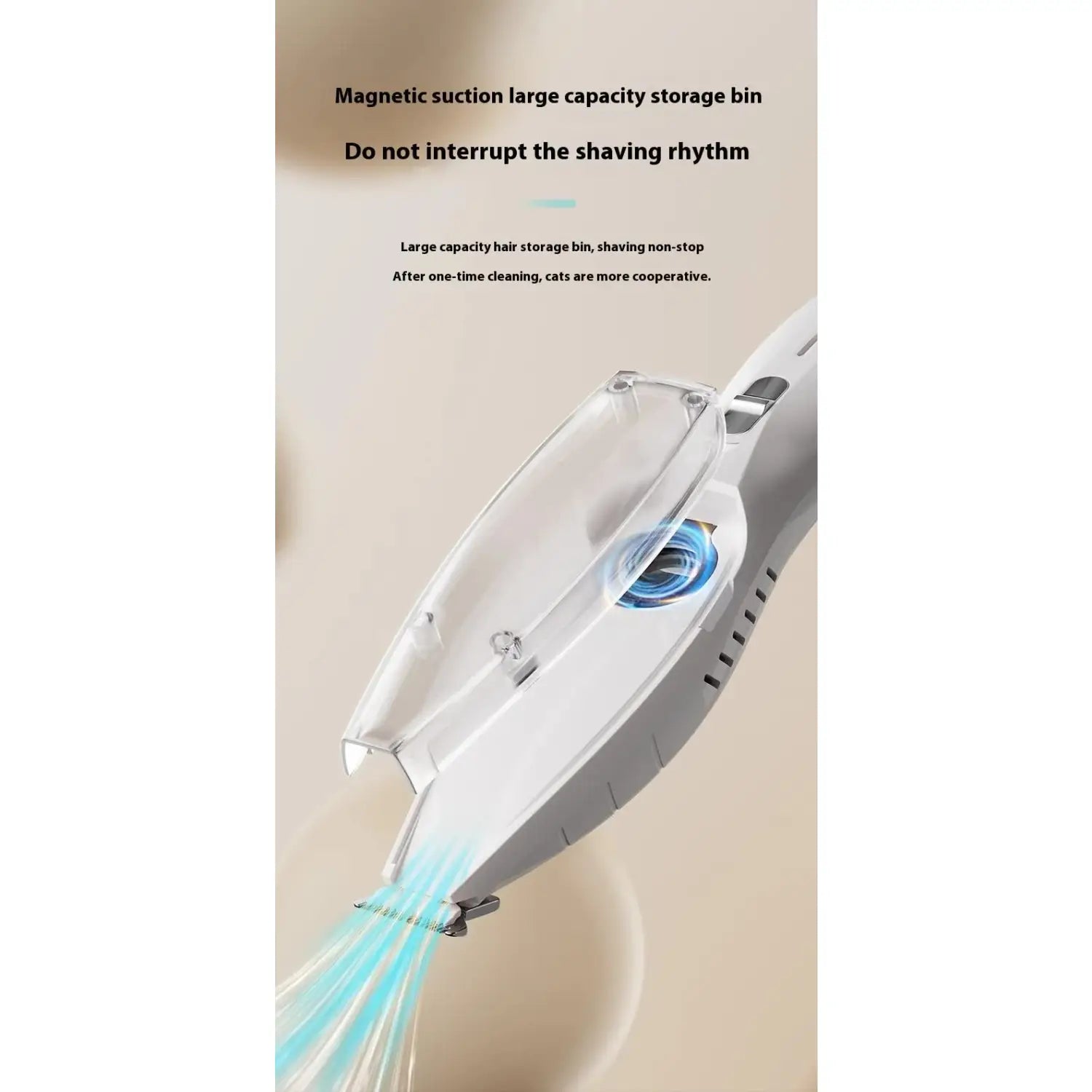 Rechargeable Pet Grooming Clipper with Built-in Vacuum - Low Noise Hair Trimmer