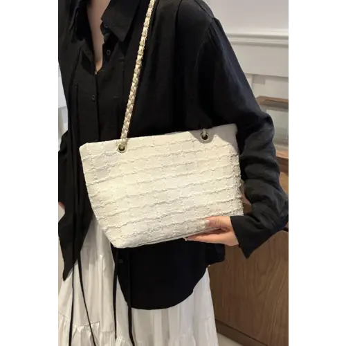 White Polyester Chain Tote