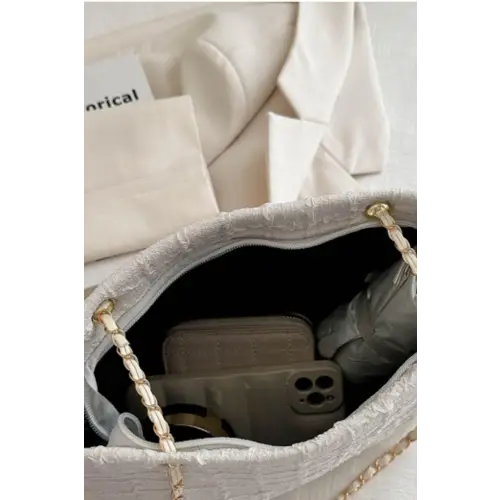 White Polyester Chain Tote