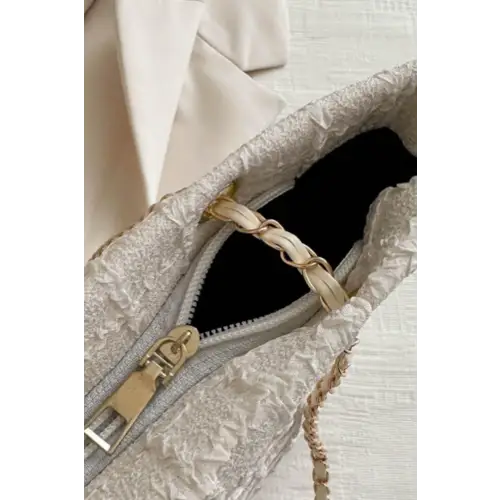 White Polyester Chain Tote