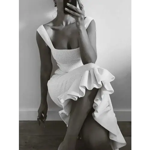 Stylish Bliss Ruched Ruffled Dress