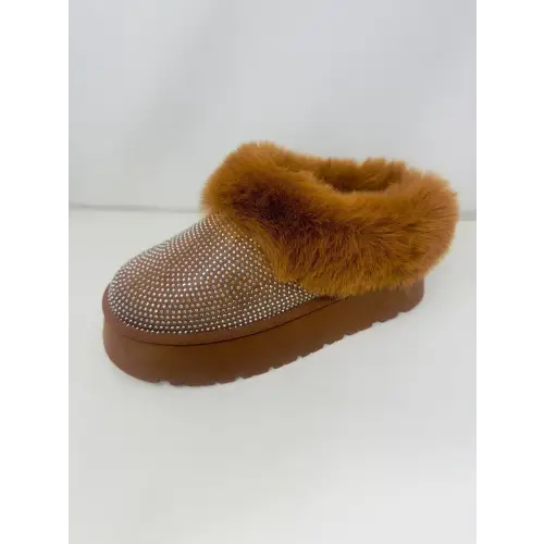 Embellished Faux Fur Platform Booties