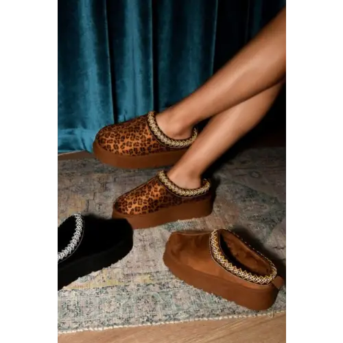 Embroidered Trim Round Toe Platform Boots Elevate Style