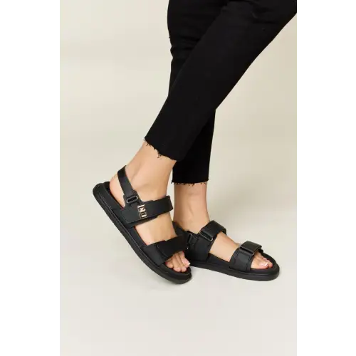 Velcro Double Strap Slingback Sandals for Effortless Style Black