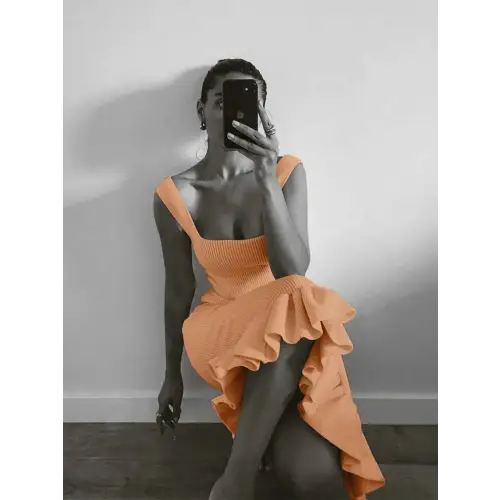 Ruffled Comfort Blend Fabric Dress