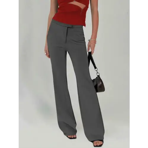 Comfortable Buttoned Trousers Dark Gray