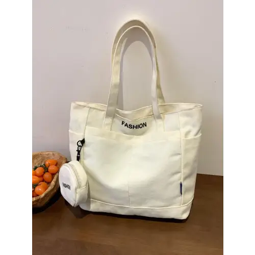 Olive Green Canvas Tote Bag with Stylish Pouch