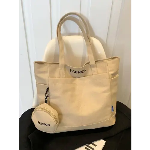 Olive Green Canvas Tote Bag with Stylish Pouch