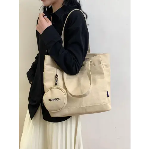 Olive Green Canvas Tote Bag with Stylish Pouch
