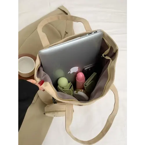 Olive Green Canvas Tote Bag with Stylish Pouch