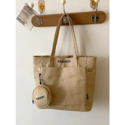 Olive Green Canvas Tote Bag with Stylish Pouch