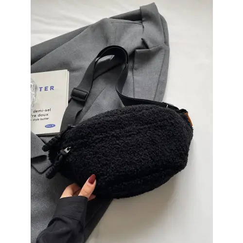 Sherpa Crossbody Bag with Adjustable Strap for Cozy Style